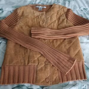 Uniform John Paul Richard M 100% Leather&Knitted Longslves Button Lined Women's